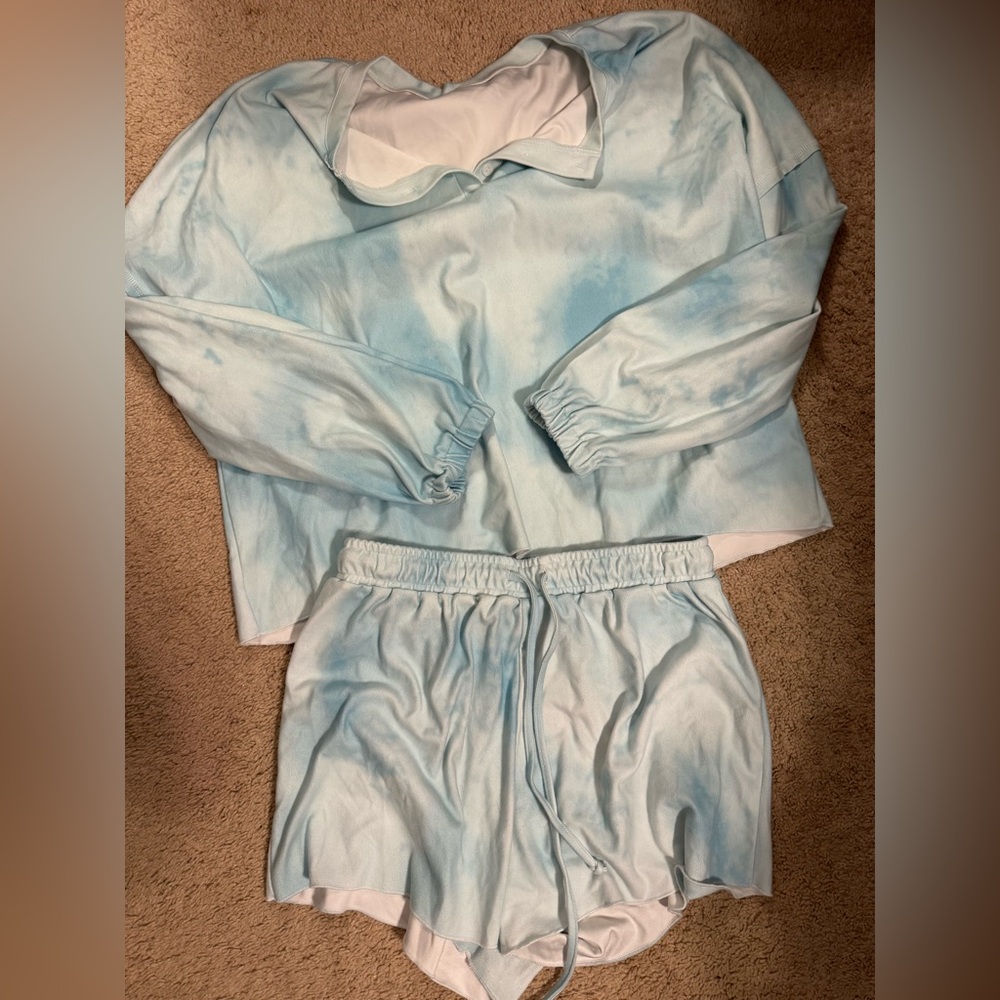 Light Blue Tie-Dye Loungewear Set